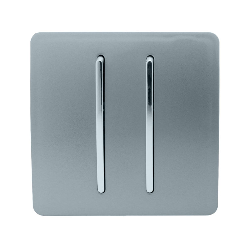 Trendi Switch 2 Gang 1 or 2 way Rocker Light Switch, Cool Grey