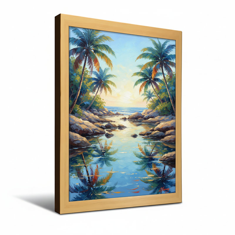 Plantes et fleurs tropicales Palm Beach Sunset Reflections Water, H 24 po x l 16 po, Toile tendue, Ne s’applique pas