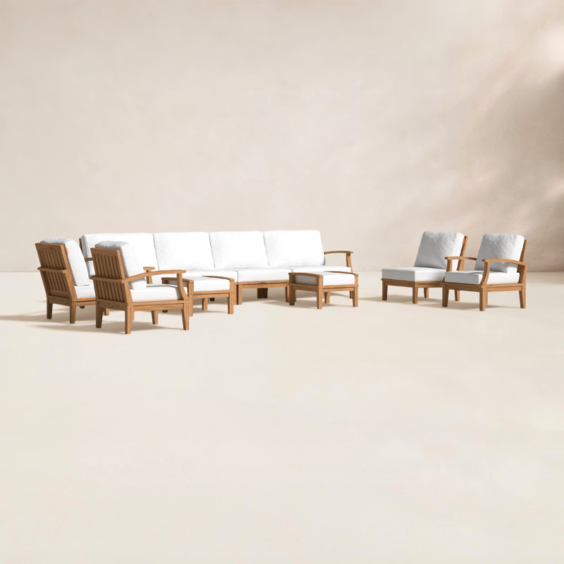 Modway Marina 10 Piece Outdoor Patio Teak Set, White