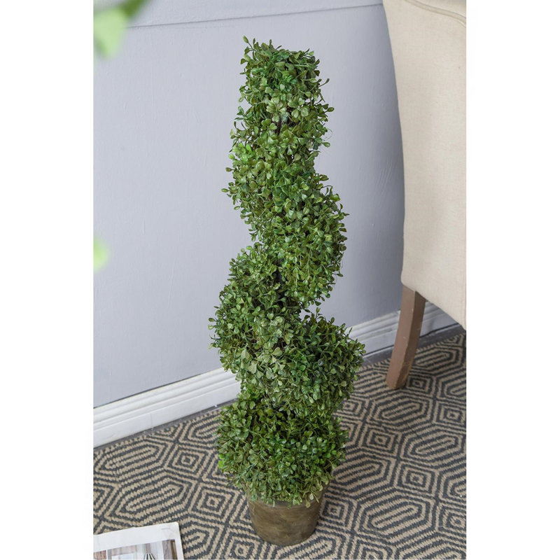 35'' Boxwood Topiary in Faux Concrete Planter