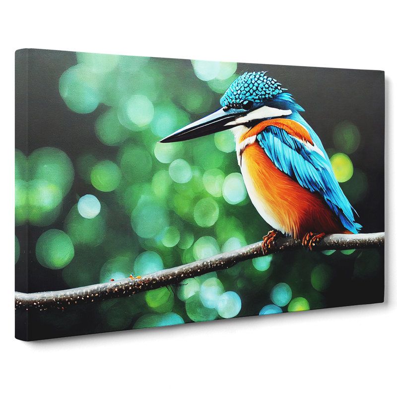 Flashy Kingfisher Bird - Wrapped Canvas, 40cm H x 60cm W x 3cm D