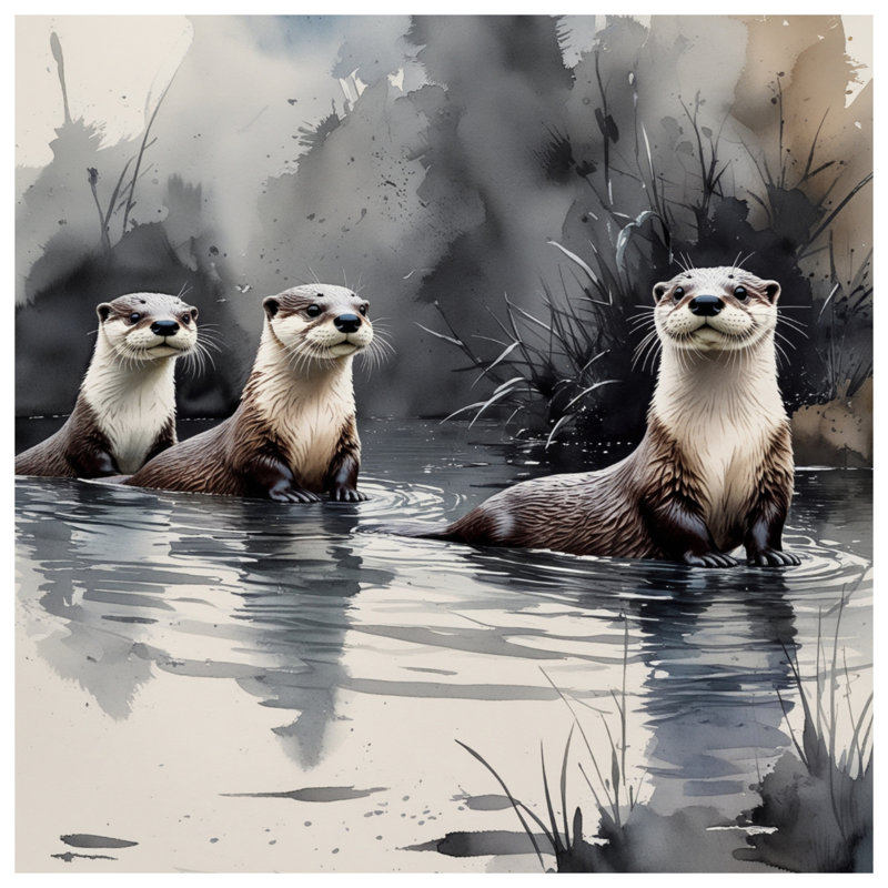 Otters In River Duvet Covers, Twin