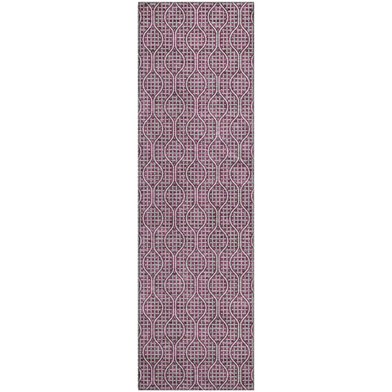 Tapis aubergine de qualité supérieure lavable à la machine Prisco, Tapis de couloir 2 pi 3 po x 7 pi 6 po