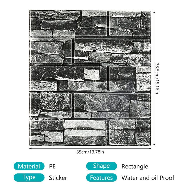10 x 3 x 3 carreaux de brique autocollant mural papier peint panneau de mousse 13,8 x 15,2 po