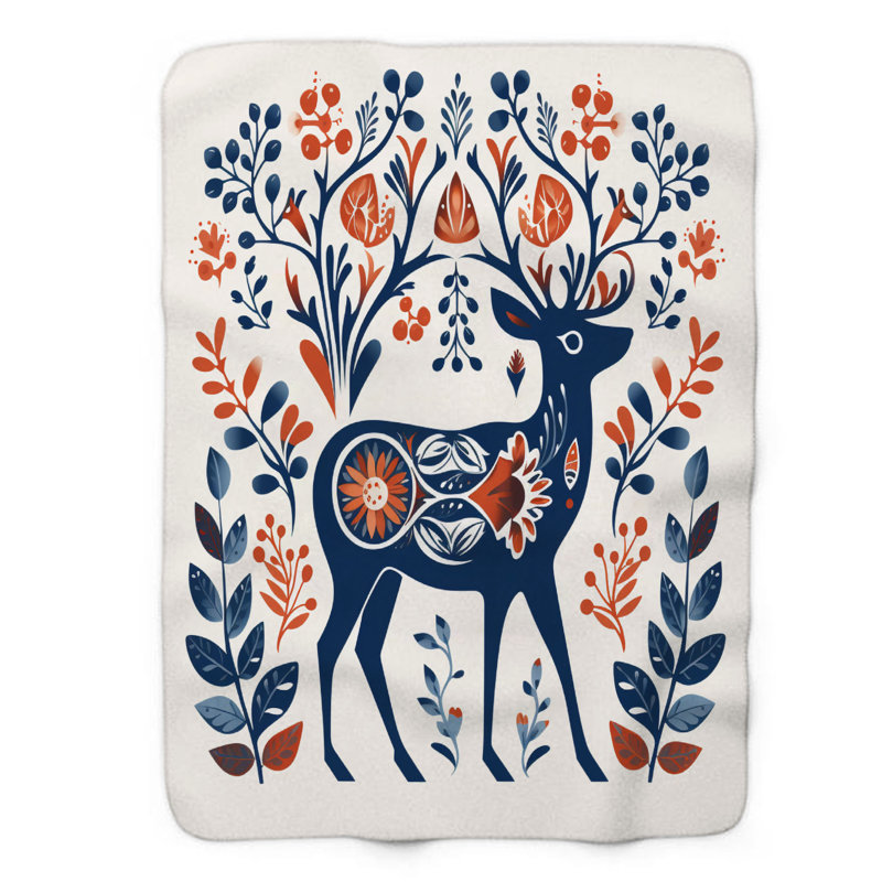 Scandi Christmas Designs - Couverture Sherpa de qualité supérieure 1 pièce, Grand lit