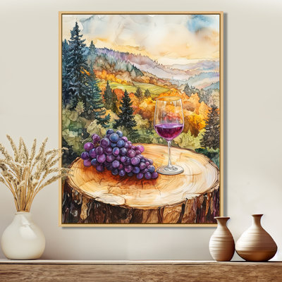 Vineyard With Glass Of Wine And Grape In Provence IV - Vineyard Large Wall Art