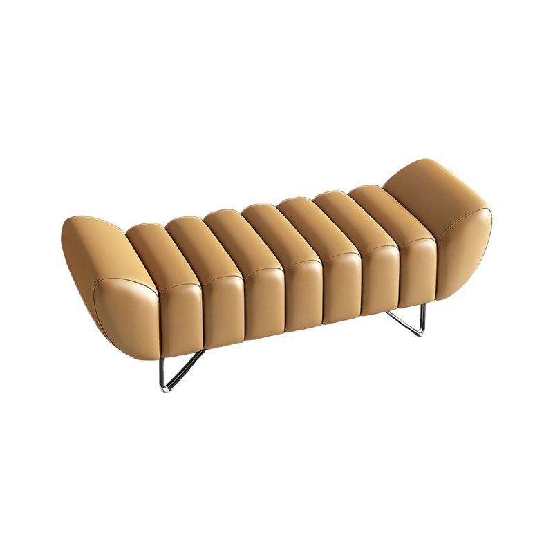 Banc rembourré en cuir Tatelynn, Orange