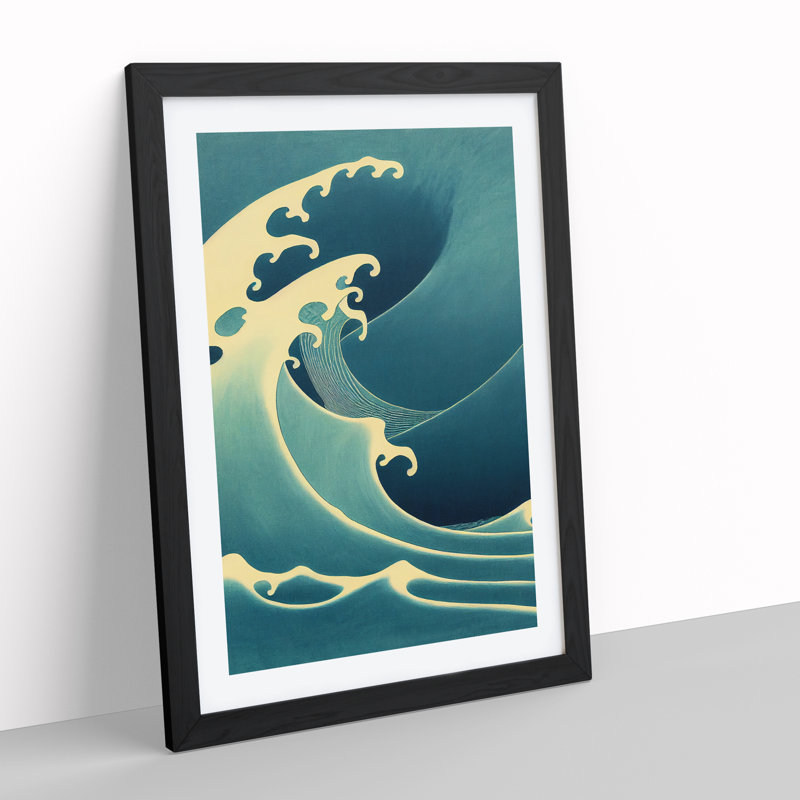 XV1022-3899X Sensational Japanese Wave - Single Picture Frame Print, Black, 64cm H x 46cm W x 2cm D