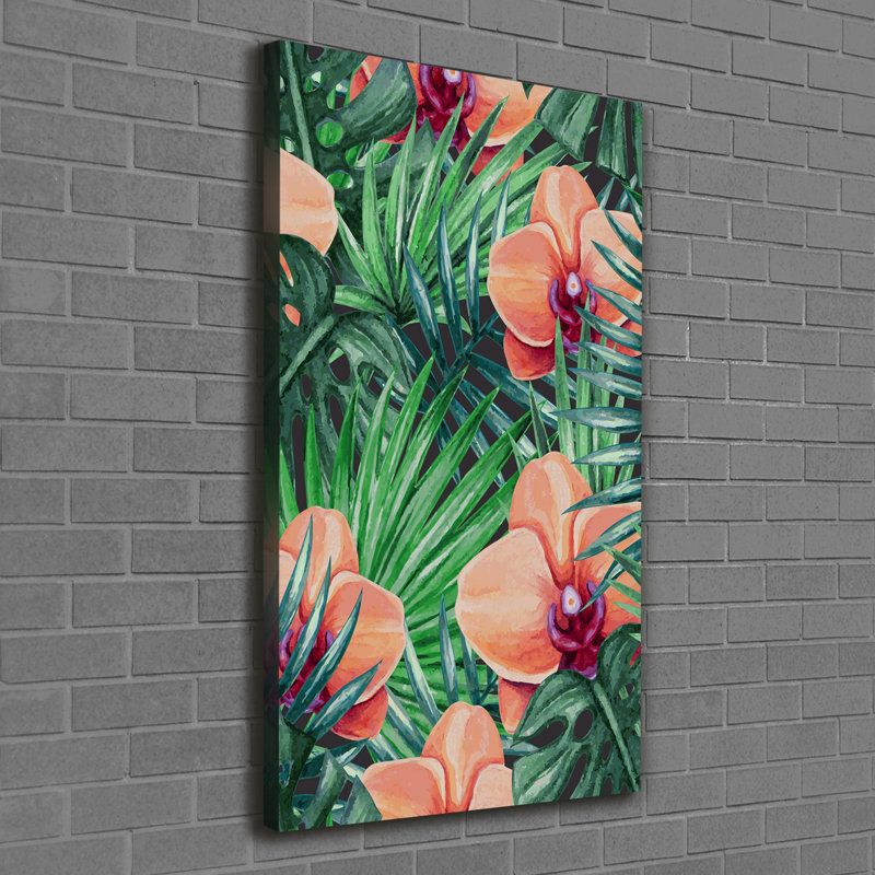 Orchid And Palm - Wrapped Canvas Print