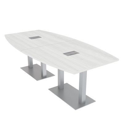 Table de conférence en forme de bateau avec base en métal double | Unité électrique