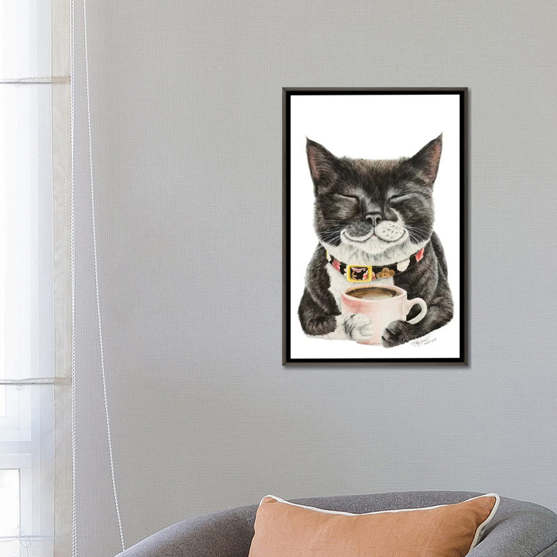 "Purrfect Morning" par Holly Simental, reproduction d’art, H 26 po x l 18 po x P 1,5 po, Toile tendue