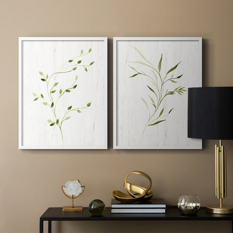 «Windblown Leaves I», reproduction encadrée de qualité supérieure - prête à être accrochée - aucun clou requis - aucun clou requis