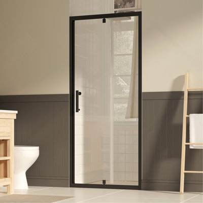 31-33"W ×72"H Pivot Shower Door, 1/4"(6mm) SGCC Clear Tempered Glass Shower Door with Explosion Film, Nano Easy-Clean Coating, Reversible Installation, Matte Black