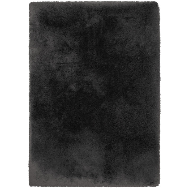 Tapis d'intérieur en polyester noir uni Mercer41 Danika, Rectangle 5 pi x 7 pi