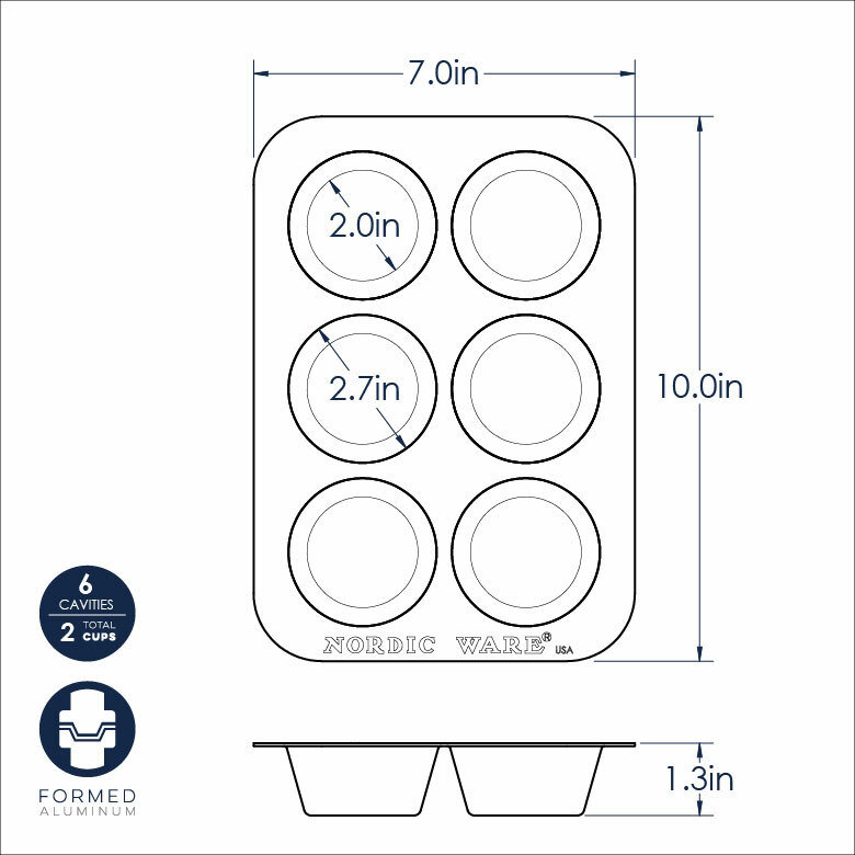 Nordic Ware 6-Cup Silver Non-Stick Round Muffin Pan