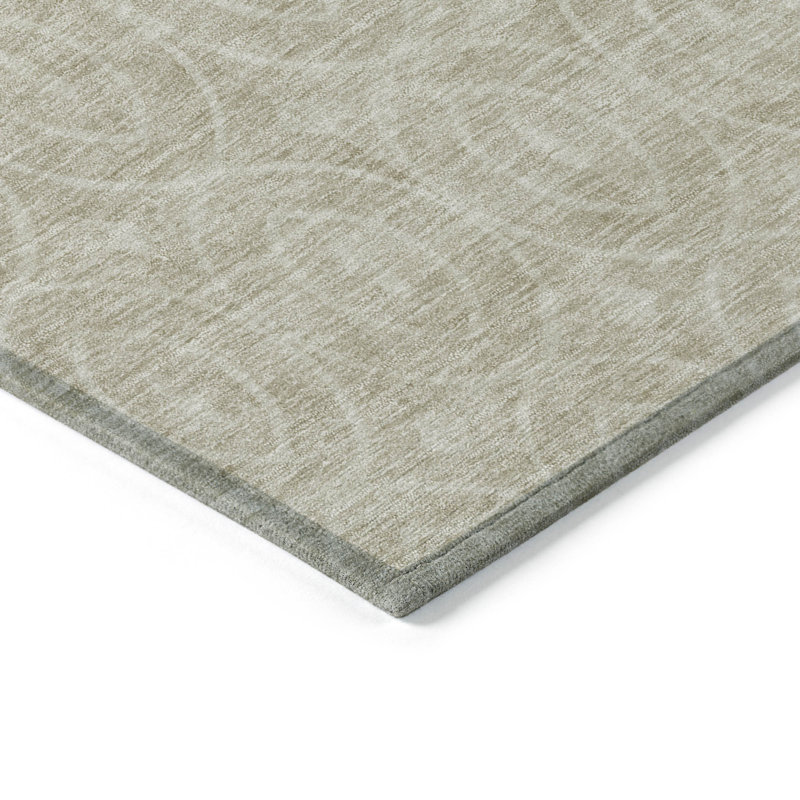 3' X 5' Beige Geometric Washable Indoor Outdoor Area Rug
