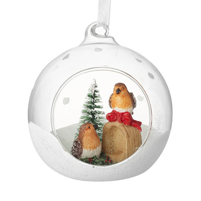 9cm Glass Birds Bauble