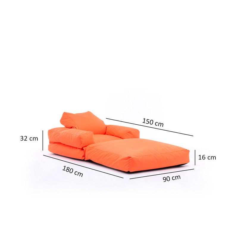 Fauteuil futon large de 35,4 po Elvin, Mélange de polyester orange
