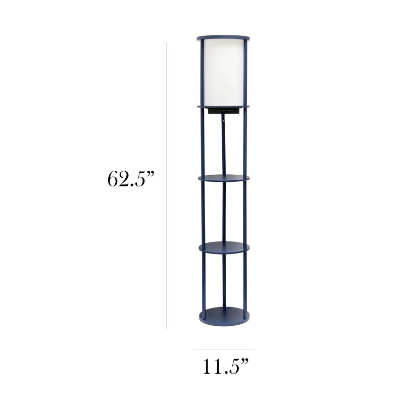 Baldrick 62.5'' Column Floor Lamp with USB and Outlet, Navy