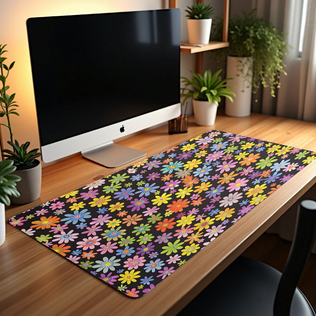 Colorful Floral Pattern Desk Mat
