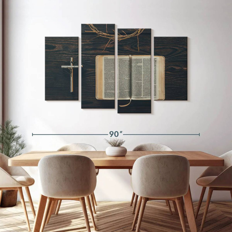 Bible, reproduction d'art sur toile, H 48 po x l 75 po x P 1,25 po