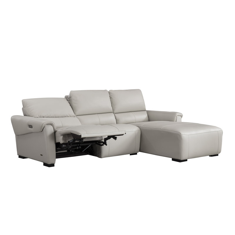 Minnich Upholstered Power Reclining L-Shaped Sectional, Right Hand Facing, Smoke