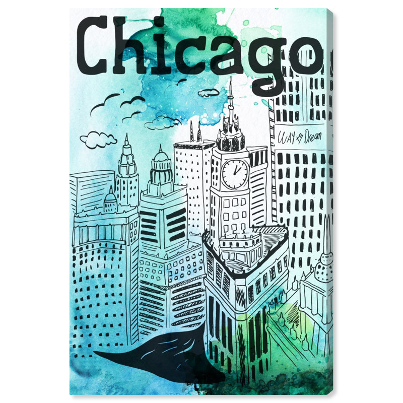 « chicago », peinture sur toile, H 30 po x l 20 po x P 1,5 po