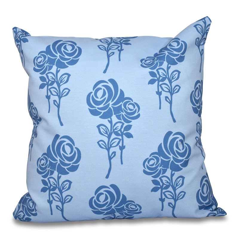 Housse de coussin d'extérieur carré Botanical Blooms, 18 po x 18 po, Bleu