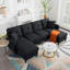 Canapé modulaire en U avec repose-pieds avec rangement, canapé en tissu de lin avec housses de coussin amovibles et lavables, 2 coussins décoratifs, pour le salon
