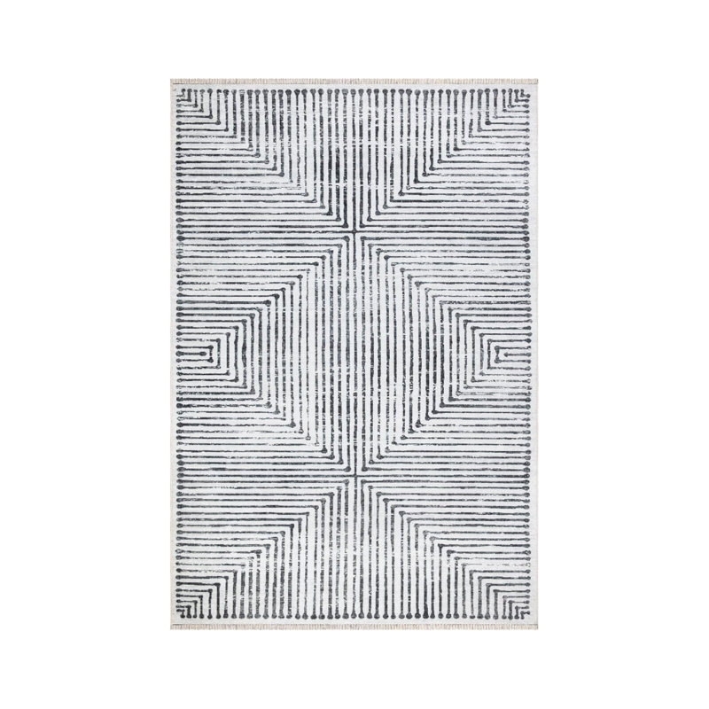 Tapis gris / blanc 5 x 7 pi