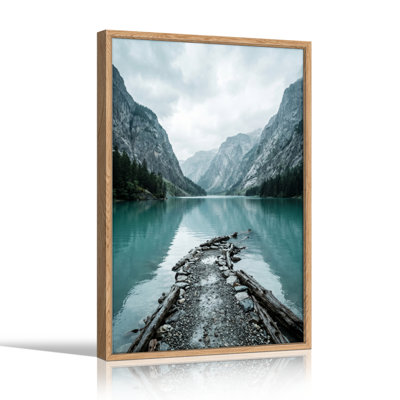 Ensemble de 1 tableau sur toile représentant un lac de montagne
