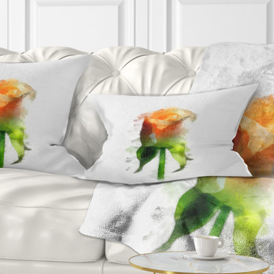 Coussin décoratif à imprimé floral rose jaune