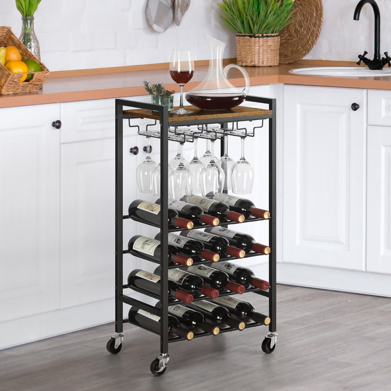Support à bouteilles de vin et à verres Azlaan, Brun