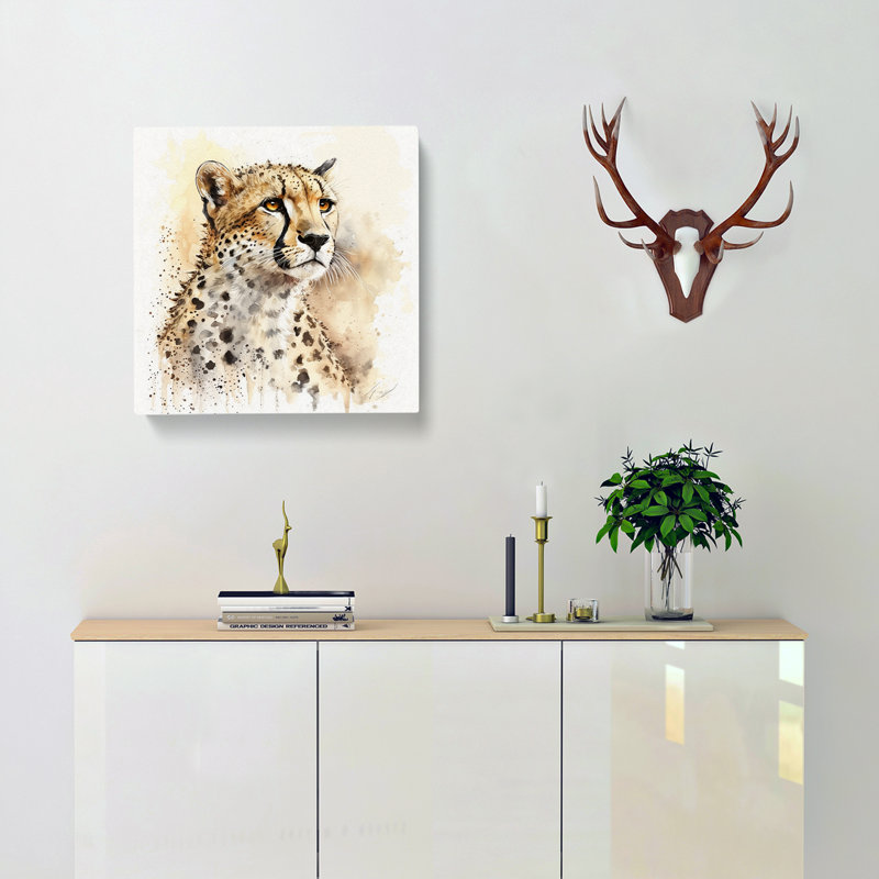 Cheetah Watercolour - Print, 50cm H x 50cm W x 3cm D