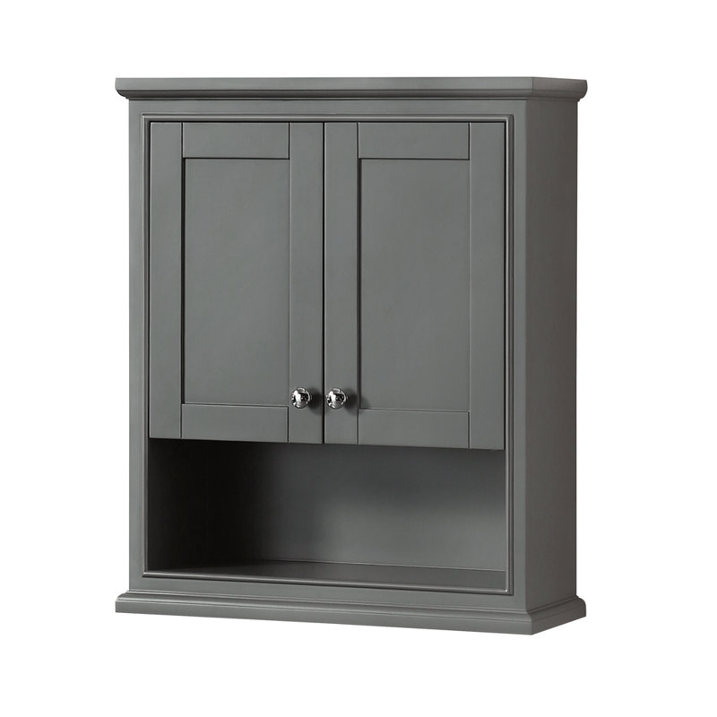 Armoire de salle de bain murale l 25 po x H 30 po x P 9 po Deborah, Gris foncé / chrome