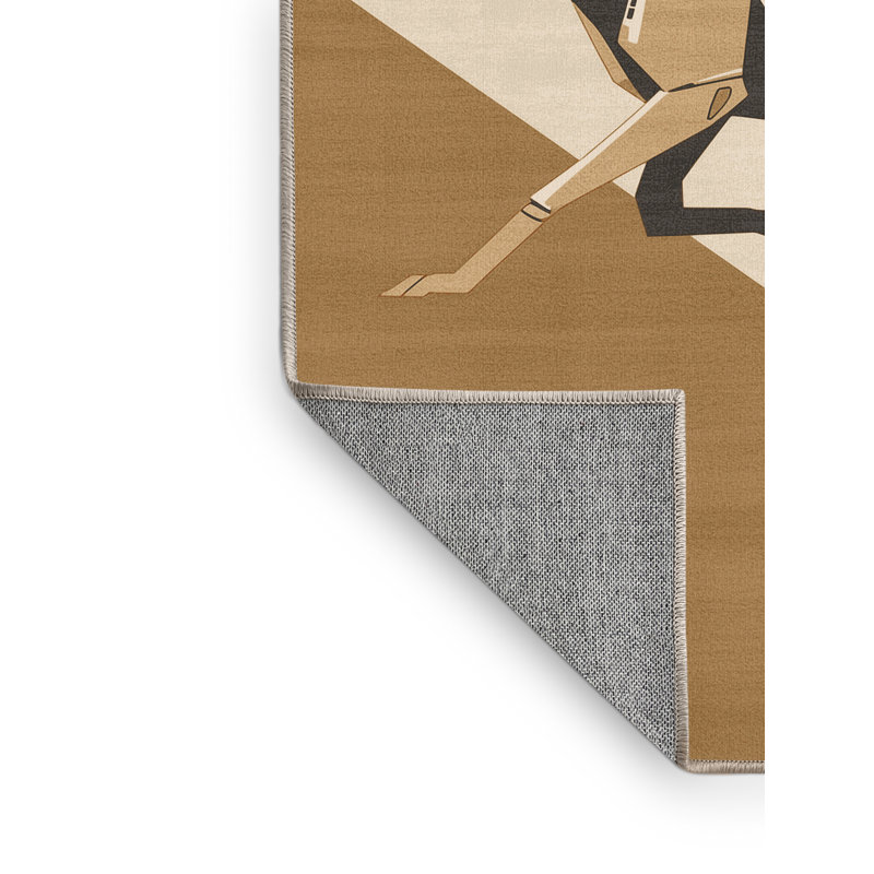 Machine Washable Parnika Robotic Dog Modern Rug in Brown – Beige Binding, 8x12