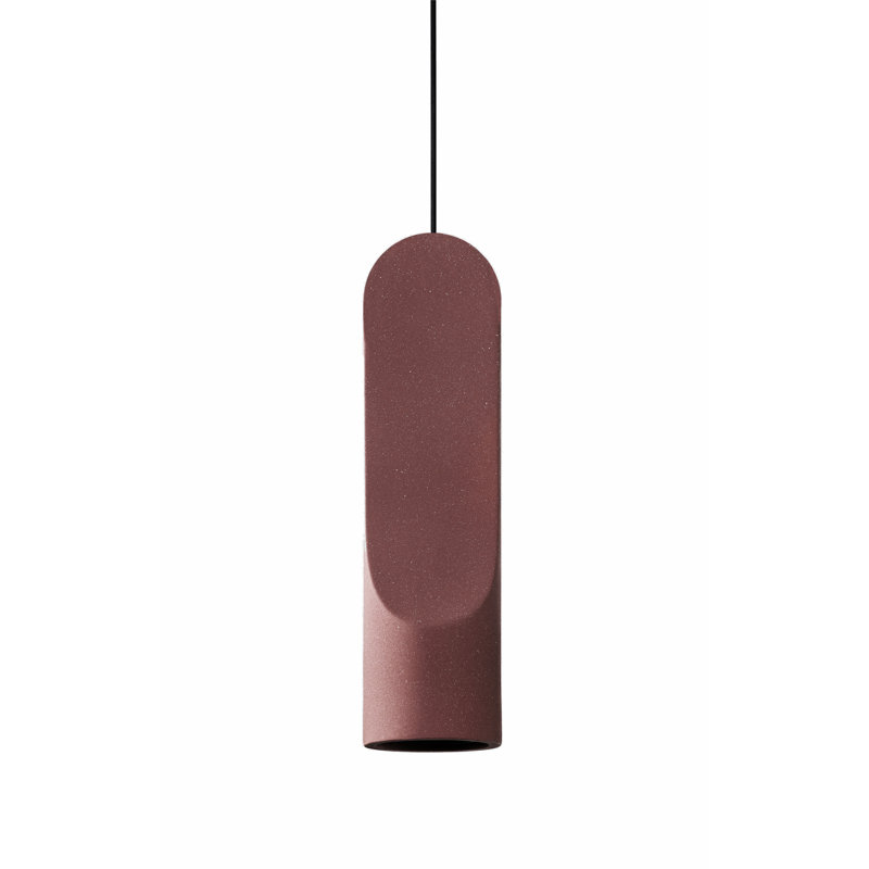 Parga Ceramic Pendant, 12.8" H x 3.5" W x 3.5" D, Burgundy, No