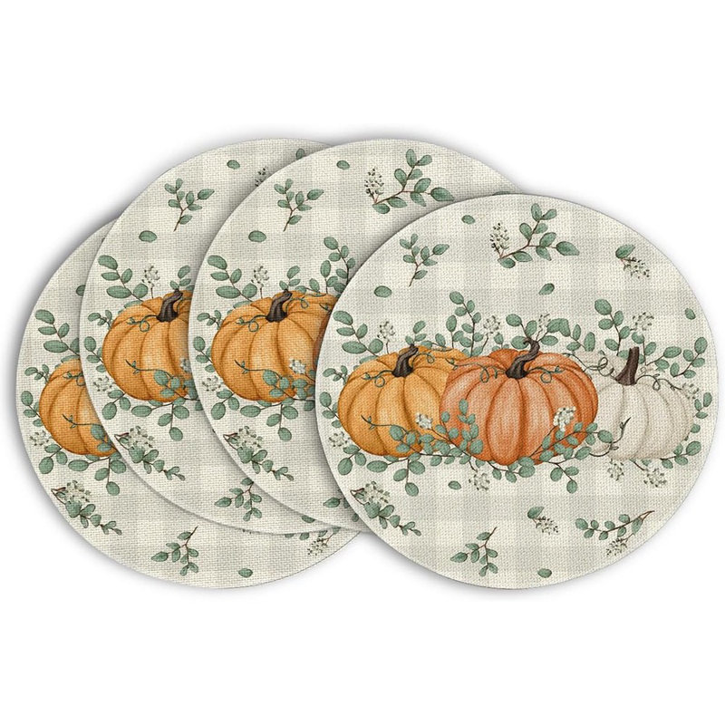 Ensemble de napperons orange d'automne avec citrouilles orange 4,15 pouces