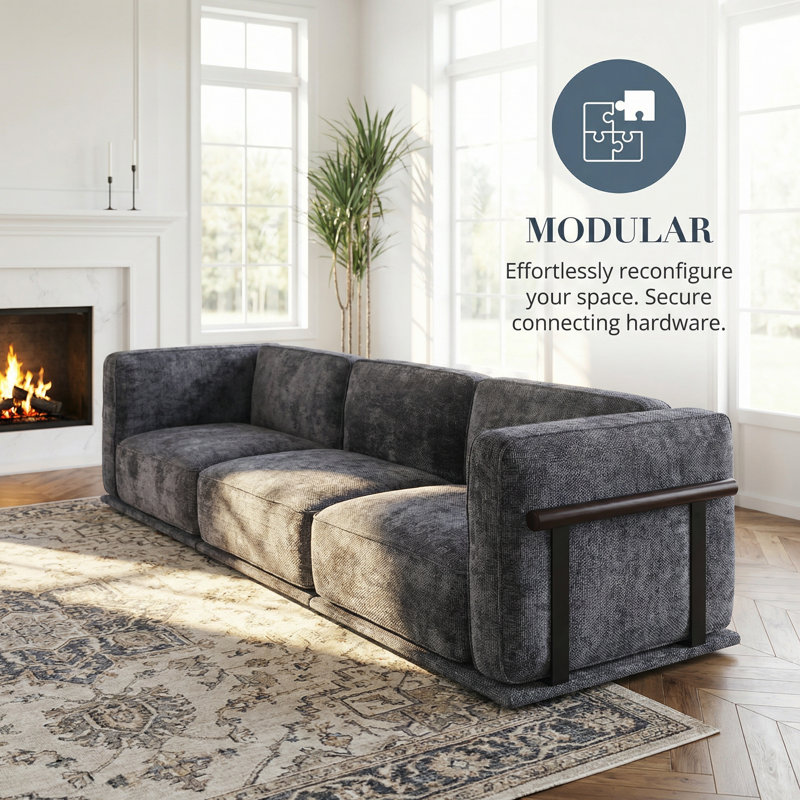 Canapé modulaire 120 po Chenille, Gris