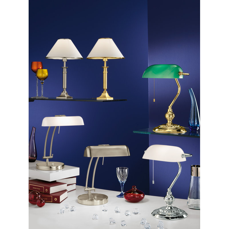 Arata Metal Bankers Lamp, Lacquered Green/Brass
