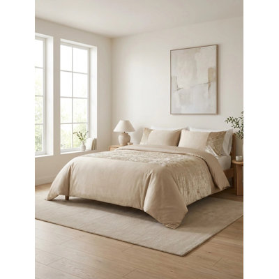 Pyrite Solid Colour Duvet Cover Set with Pillowcases Included