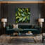 «Botanical Bay Leaves», art mural sur toile verte