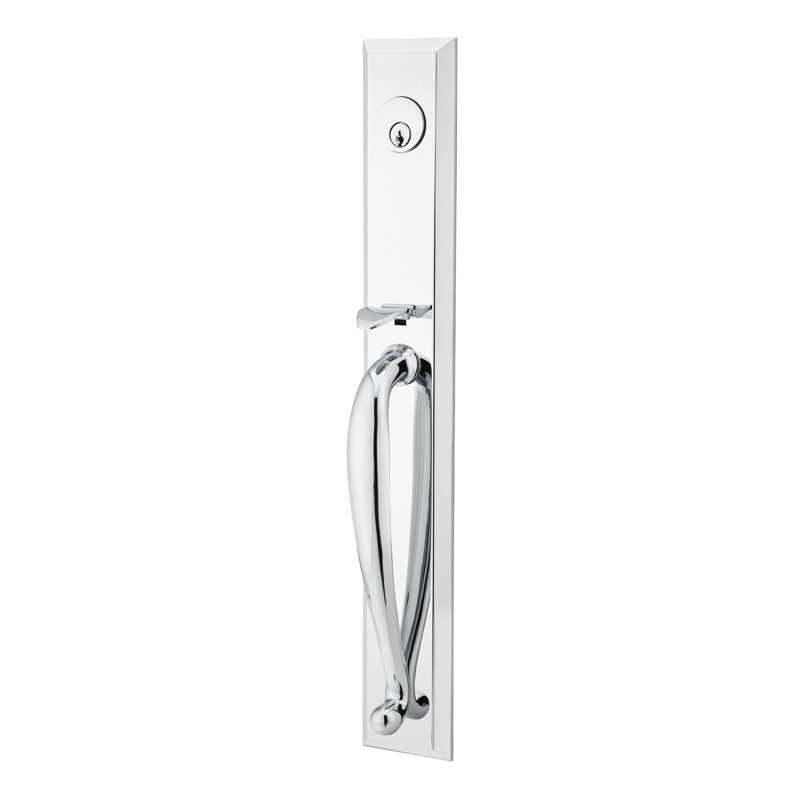 Jefferson Double Cylinder Handleset, Reversible, Polished Chrome, Astoria Clear Knob