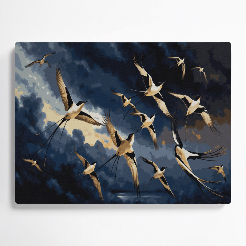 Oiseaux, art mural gris, H 96 po x l 120 po x P 0,05 po