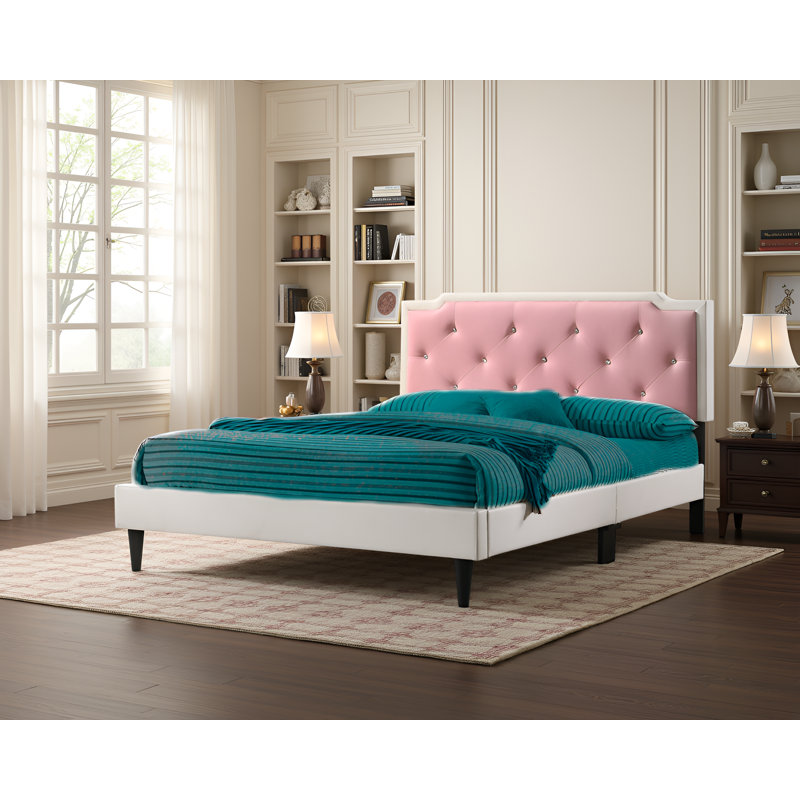 Ensemble de 2 lits doubles Getafe, Double, Blanc / Rose