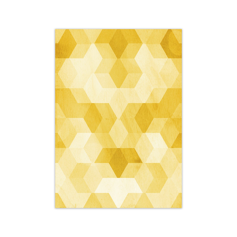 Yellow Hexagon Abstract B - Print, No Frame, 30cm H x 21cm W x 1cm D