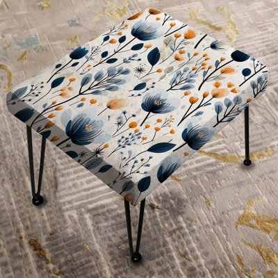 Cottage Blue And White Floral Bloom Pattern - Floral Rectangle Ottoman