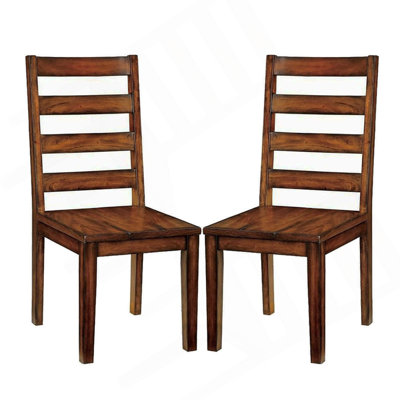 Ensemble de 2 chaises de salle à manger en bois au fini chêne tabac
