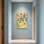 Plantes et fleurs Fleurs bleues sur fond jaune avec des accents dorés