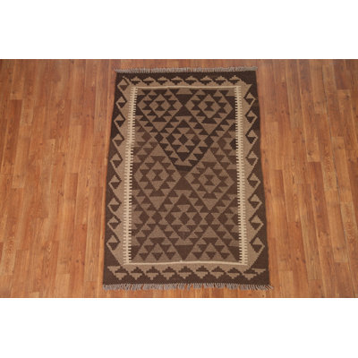Geometric Kilim Reversible Wool Area Rug 3x5
